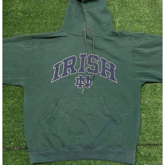 Retro YTK Jansport Notre Dame Fighting Irish spell out arch hoodie sweatshirt S - Picture 3 of 8